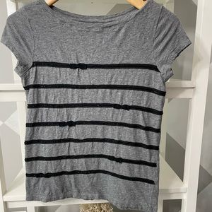 LOFT gray and black stripped T-shirt. Size S.